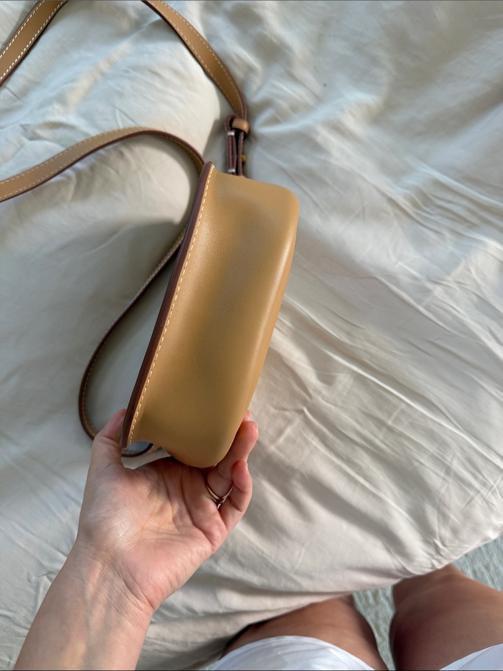 Saint Laurent Tan and Ivory Mini Saddle Bag with Gold YSL Hardware - Picture 3 of 7